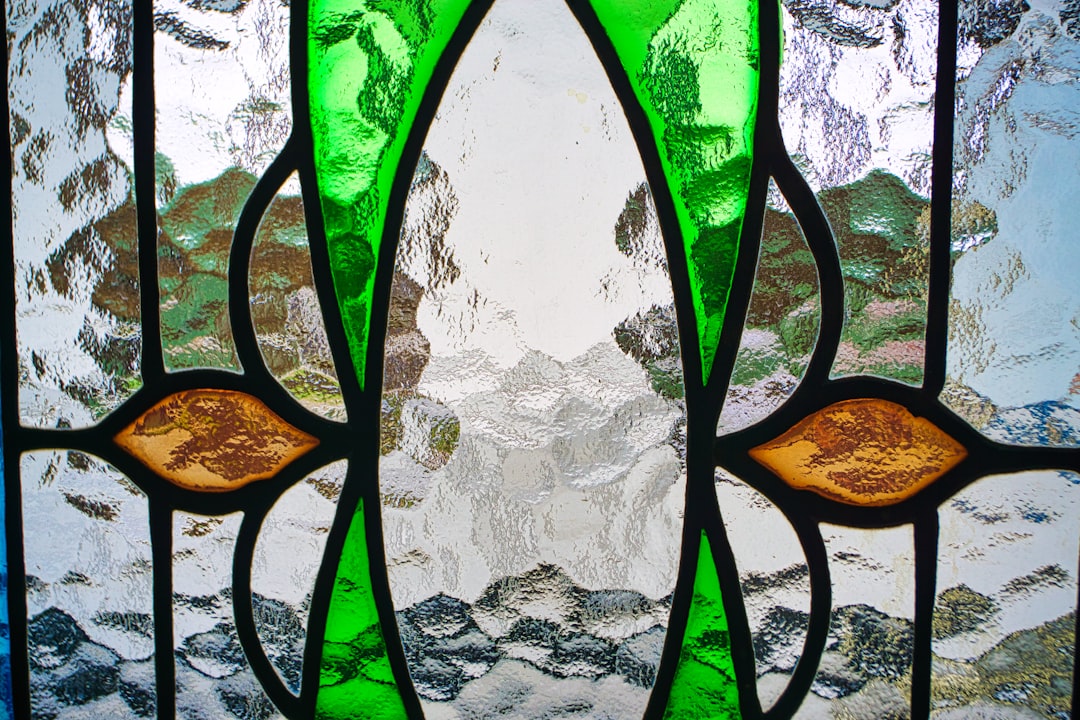 Photo green glass chandelier
